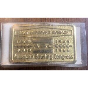 ABC American Bowling Congress Vtg Belt Buckle LEAGUE AWARD 1965 - 1966 W/ Case